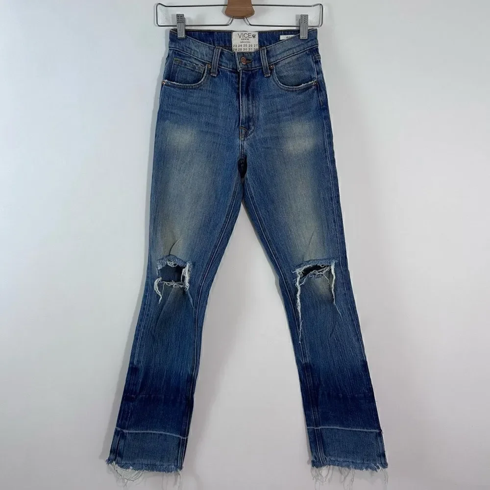 REVICE Milf Distressed Wide Leg Jeans